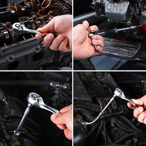 ValueMax Steckschlüsselsatz 46tlg. Cr-V Stahl Steckschlüssel mit 1/4" Umschaltknarre, Steckschlüssel, Bitsatz, Steckschlüsseleinsätze, Werkzeugkoffer 8