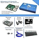 Maker-Sphere Raspberry Pi 3 Model B Quad Core Complete Starter Kit with Mini Wireless Keyboard (Raspberry Pi B +16GB SD Card + Clear Case + Power Supply + HDMI Cable+ 3 pcs Heat Sink)(Clear)