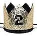 Maticr Shiny 2nd Birthday Crown Baby Boy Prince Headband Party Supplies (Large Gold Black 2)