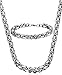 Jstyle Stainless Steel Male Chain Necklace Mens Bracelet Jewelry Set, 8mm Wide, 8.5 Inch Bracelet