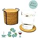 Natural Cork Coasters for Drinks - 16pc Set with Metal Holder Storage Caddy - Absorbent Round Edge 4” Absorbent, Cups & Mugs, Eco-Friendly, Heat-Resistant, Reusable Saucers for Cold Drinks, Wine Glass