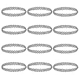 AKStore 12 Pieces Tattoo Choker Necklace Stretch Gothic Tattoo Henna Elastic Choker Necklace Set (Black)