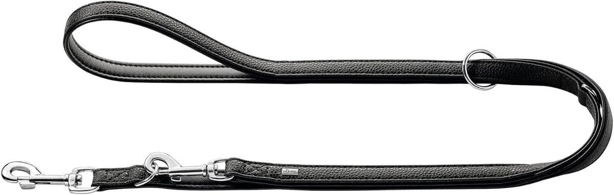 HUNTER Vega Adjustable Dog Lead Faux Leather Easy Care Weather-Resistant 2.0 x 200 cm Black โ image 1