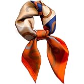 First Choose Fashion and Elegant Silk Feeling Scarf Square Satin Retro Style Sunscreen Head Scarf for Women 27.5" × 27.5"