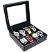 Ikee Design Deluxe Black Faux Leather Watch Case(8 Watches)