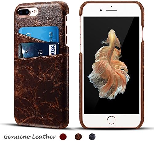 iPhone 7 Plus Case,[Genuine Leather][2 Card Slots][Business Style] CASEOWL Luxury Vintage Soft Leather Slim Case Back Cover for iPhone 7 Plus-5.5 inch Display(Brown)