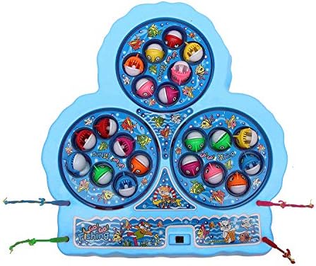 Tingoking Go Go Fishing Game for Kids/ Fish Catching Game with Rotating Pond-Blue