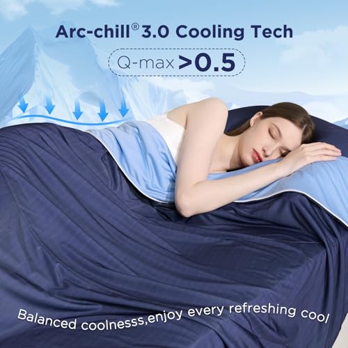 Luxear Cooling Blanket Summer Breathable Blanket with Arc-Chill Q-MAX 0.5 - Lightweight Duvet Cooling Blanket for Hot Nights - 200 x 220 cm, Blue