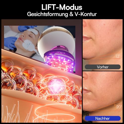 INIA SPHERA Improved 8-in-1 Microcurrent Face Massager for Face & Neck - Red Light, Heat & Cooling Function, 5 Modes, Beauty Tool for Defined and Radiant Skin at Home