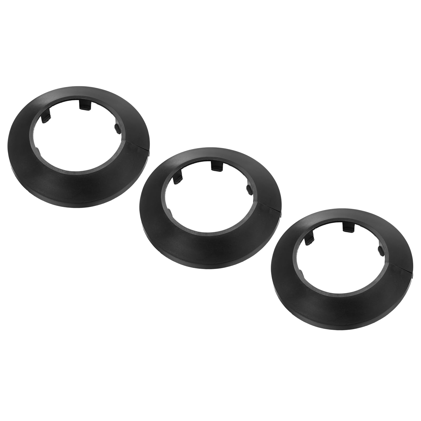 PATIKIL Water Pipe Cover Decoration Fit 2.95"/75mm, 3Pcs Flange Water Pipe PP Plastic Escutcheon Plate Collar Drain Line Cover Radiator for Wall Pipe Tube Decor, Black