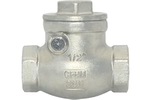 Megairon 1/2" Stainless Steel SS316 Swing Check Valve,NPT Female x Female Thread,WOG 200 PSI PN16 CF8M