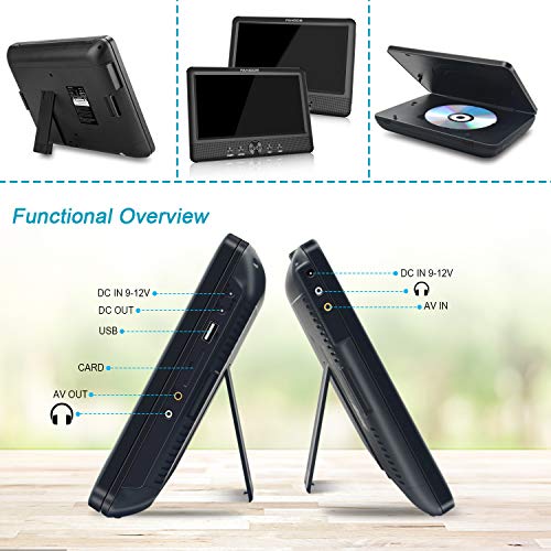 FANGOR 10.5 Dual DVD Player for Car Portable Headrest Video Players with 2 Mounting Brackets, 5