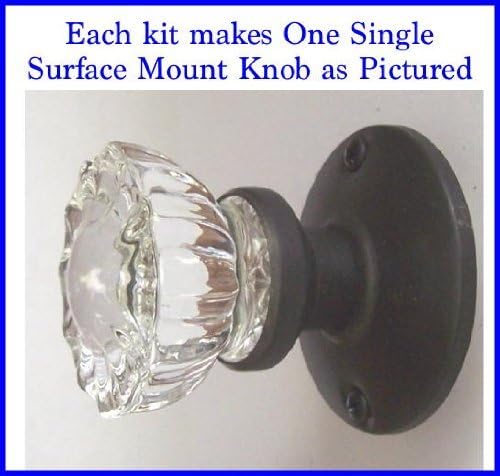 Crystal Antique Replica Surface Mount Single Dummy/French Door Knob Set by RoussoUSA