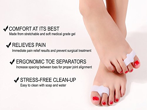 Bitly Toe Separators, Bunion Relief and Ball of Foot Cushions Kit-5 Pairs of BunionPals and Metatarsal Pads