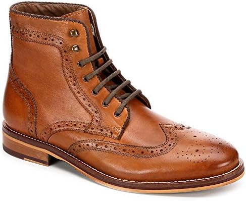 Restoration Mens Jaggar Wingtip Lace Up Boot Shoes, Tan, US 10