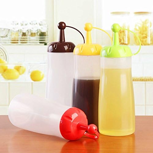 10 Pcs Kitchen Condiment Bottles Plastic Sauce Boat Gravy Bottle Squeeze Sauces Oil Ketchen Cooking Tools