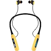 Podity Neckband Bluetooth Headphones, 1000H Extra Battery Life with Display Magnetic Earphones,Wireless Stereo Earbuds with Microphone, Waterproof in-Ear Headset for Sports/Workout/Office (Yellow)