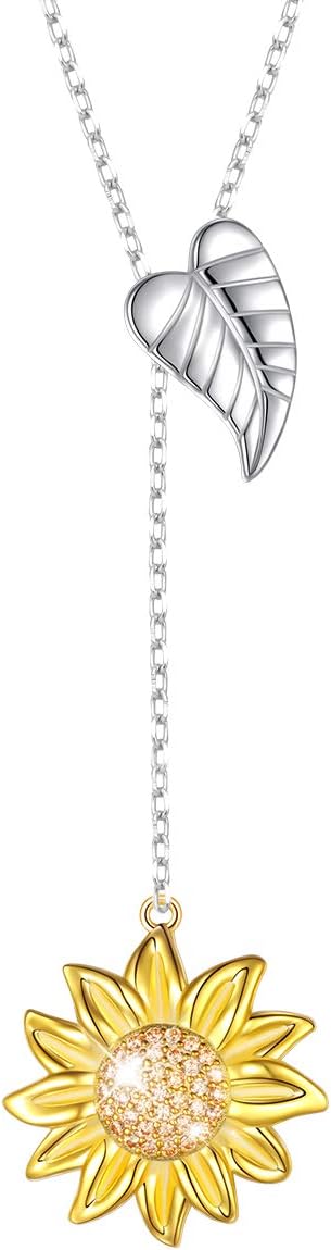 Sterling Silver Sunflower with CZ Warmth Sunshine Jewelry Y Pendant Necklace or Bracelet Anklet for Women