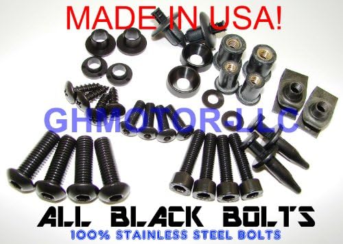 Complete Motorcycle Fairing Bolt Kit Black Screws Hardware For Yamaha 1998-2002 YZF R6