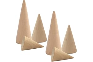 Abaodam 6pcs Wooden Ring Cone Display Stands Wooden Ring Cone Display Stands Jewelry Store Counter