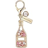 MONNEL MC385 Crystal Champagne Lobster Clasp Charm for Women with Velvet Bag (Pink,1 Piece)