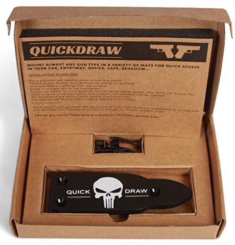 QuickDraw Magnetic Gun Mount (Skull) for Vehicle Home Office 35lb Rated Gun Magnet Holder Holster Safety Rack Accessory HQ Rubber Coated Bullet Shaped Neodymium Magnet Handgun Firearm Pistol Shotgun