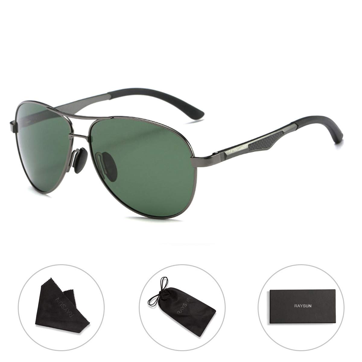 Aviator Sunglasses RAYSUN Aluminum Polarized Vintage Sun Glasses for Men Women UV 400 Protection