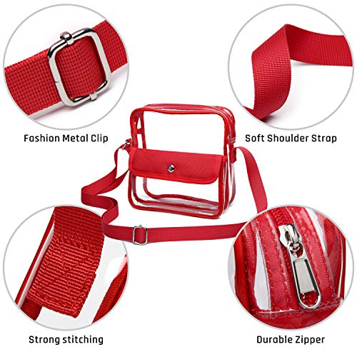 iSPECLE Clear Purse, Clear Stadium Bag Approved for Casino, NFL, PGA, NCAA, Adjustable 4.92ft Shoulder Strap for Women Girl, Red