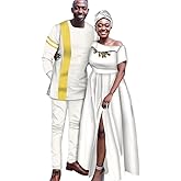 UOUNUT African Couple Outfits Matching Set for Party Elegant Satin African Dresses and Mens African Traditional Clothes Suits