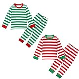Baby Girls Stripe Outfit T-shirt Top+Leggings Pants Christmas Set Sleepwear