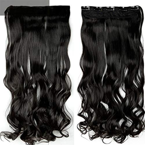 28 Inches Curly Long Synthetic 3/4Full Head Clip In Hair Extensions Black Brown Blonde Auburn Hair Extension One Piece #1B 28inches