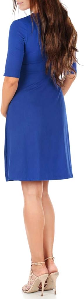 Mother Bee Maternity Women's Knee Length Wrap Dress with Belt for Baby Shower or Casual Wear at  Women’s Clothing store