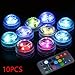 10pcs Submersible LED Lights,Multicolor,Waterproof Underwater Lights,SMD 3528 RGB Tea Lights with IR Remote Control for vase, bowls, aquarium and party decoration