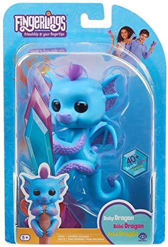 Amazon.com: Wowee Fingerlings – Dragón interactivo para bebé – Tara (azul con morado): Toys \u0026 Games