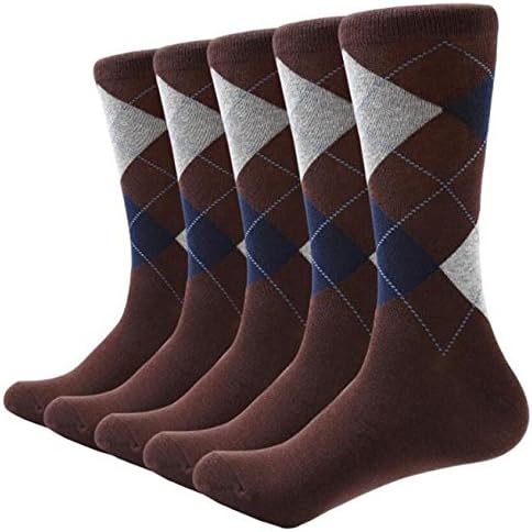 10 pair/lot Men's socks solid color Cotton Socks Argyle pattern crew socks for business dress casual funny long socks No.5