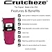Crutcheze Sport Pink Crutch Bag, Pouch, Pocket Designer Fashion Accessories for Underarm Crutches Made in USA