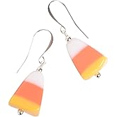 Designed by Stacey Handmade Candy Corn Dangle Drop Earrings, Silvertone Ear Wires, Festive Halloween Jewelry, Gifts for Women, October Birthday, Fall Celebrations, Trick or Treat Accessories