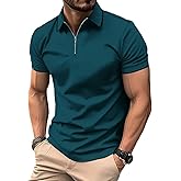 ZITY Polo Shirts for Men Quarter Zip Casual Shirts Short Sleeve Moisture Wicking Golf Polo Collared Shirts