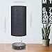 Seealle Black Table Lamp with USB Charging Port Set of 2, Black Bedside Nightstand Lamp with Black Fabric Lampshade, Pull Chain, Wooden Base
