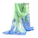 Herebuy - Unique Women's Floral Scarves: Chiffon Flowers & Birds Printed Scarf