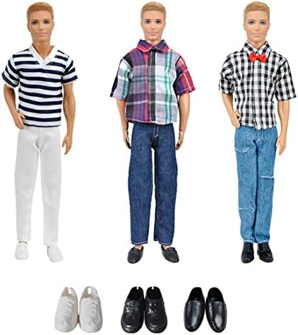 XADP 3 Sets Fashion Casual Wear Clothes Outfit Pants with 3 Pairs Shoes for 12 Inch Boy Doll