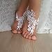 Ruolai Beach Crochet Barefoot Sandals Lace Anklets Bracelets Wedding Party Bangles (White)