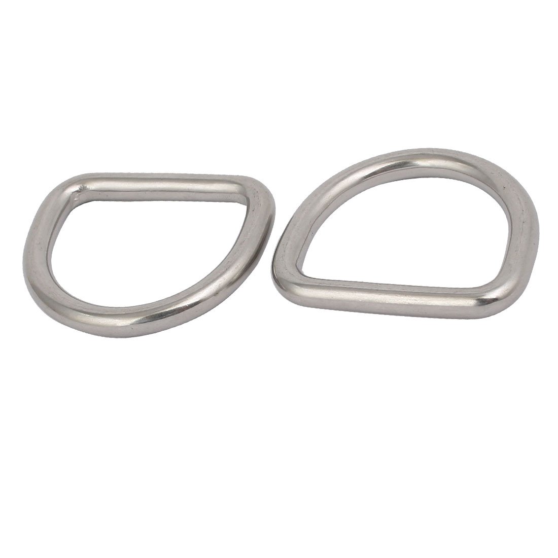 sourcingmap 25mmx22mmx4mm 304 Stainless Steel Thickening Welded D Ring Silver Tone 2pcs