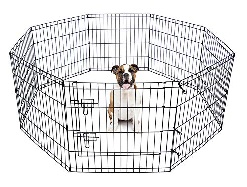 BUNNY BUSINESS 8 Panel Playpen Suitable for Rabbits/Guineas/Dogs and Cats, Small, Black