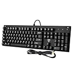 TOMOKO Mechanical Gaming Keyboard, Water Resistant Gaming Keyboard with Blue Switch for Gamers, Anti-ghosting Keyboard (Black, 104 Key)