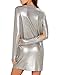 ASMAX HaoDuoYi Women Casual Soft Crew Neck Long Sleeve Silver Mini Dress