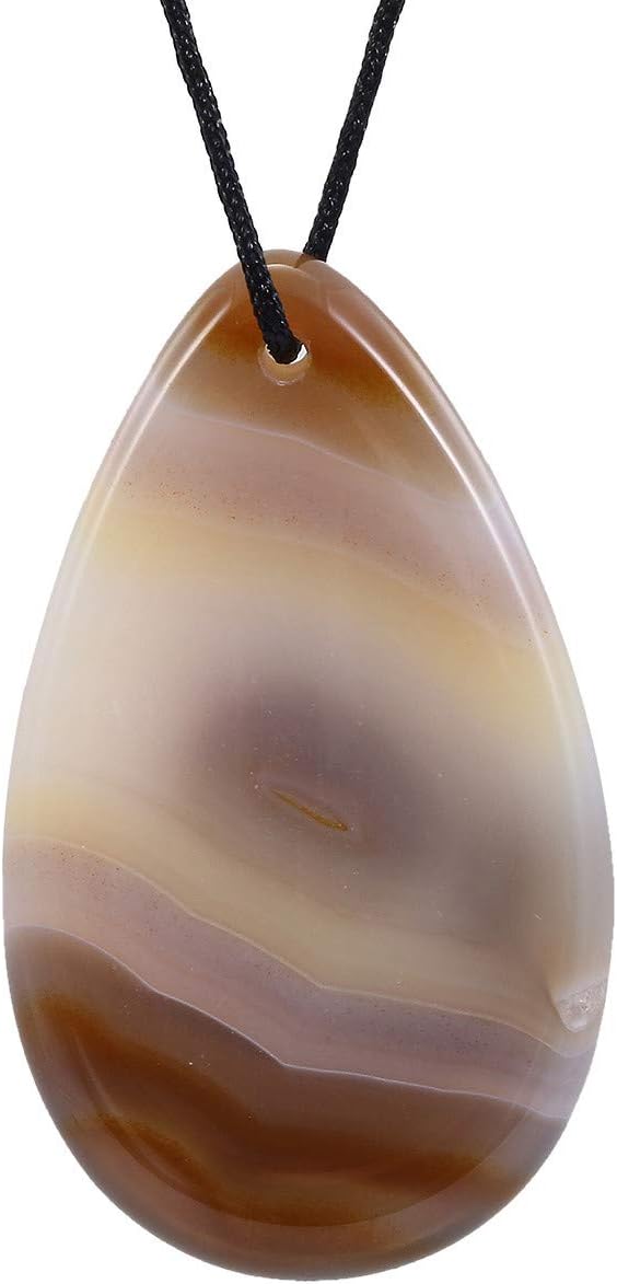 Nupuyai Natural Agate Worry Stone Pendants for Jewelry Making, Polished Thumb Palm Stone Pendant for Unisex