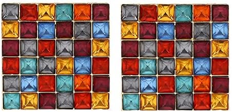 Sanvaree Statement Drop Earrings Gorgeous Colorful Crystal Gold Geometric-Shaped Dangle Earrings for Women Girls