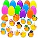 JOYIN 12 Pcs Filled Easter Eggs with Rubber Duck and Rabbit Duckies, Bright Colorful Prefilled Easter Eggs for Kids Fun Bath Toys, Basket Stuffers and Party Favors