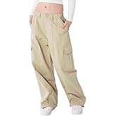 Rolanko Girls Cargo Pants Wide Leg Streetwear Kids Pants with Pockets Trendy Jogger Trousers 4-14 Years
